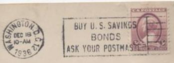 Cancellation slogans to promote US Savings Bonds 1935-1953