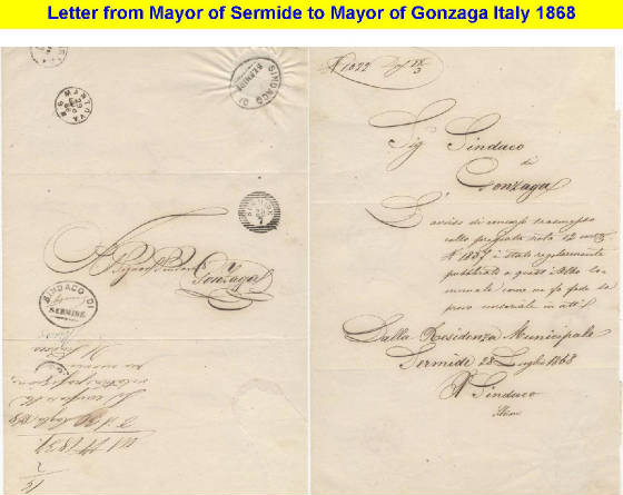 19TH CENTURY LETTERS FROM ITALIAN CITY OFFICIALS