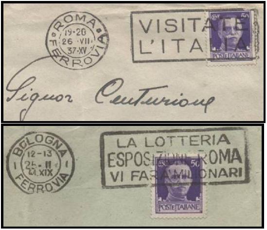 FASCIST ERA POSTMARKS WITH STAMPS